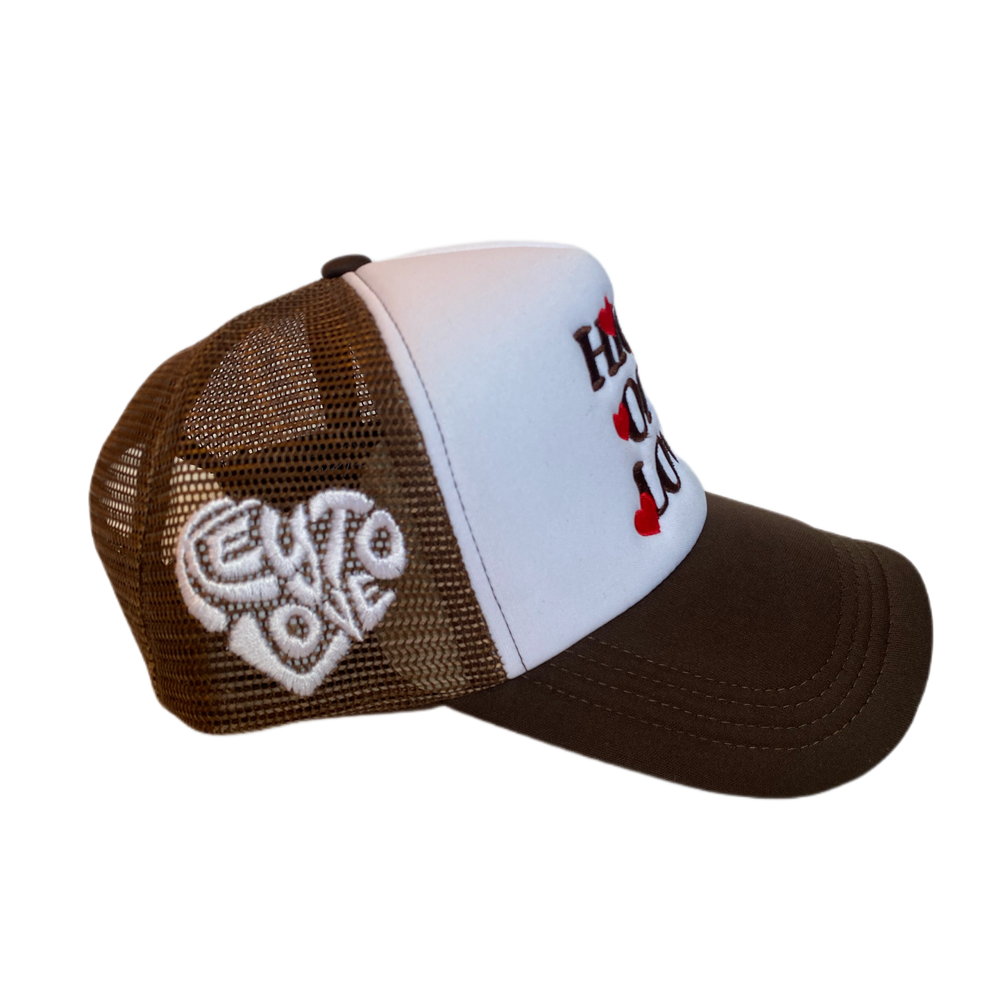 "High off Love" Trucker hat- Brown