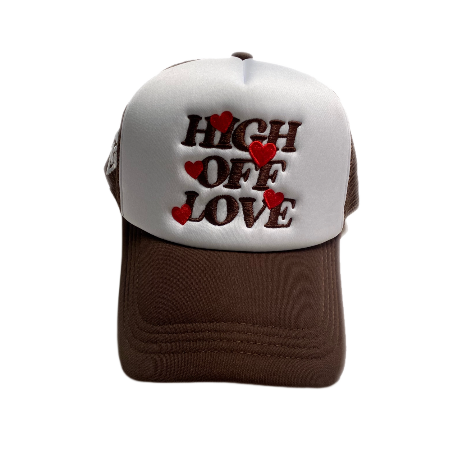 "High off Love" Trucker hat- Brown